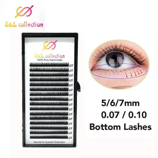 16rows/case Bottom lashes lower eyelash under eyelash extensions 5 6 7 mm 8mm 9mm short eyelash extensions - Sunny Side Store TPOK Official Store  8.52