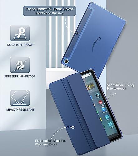 MoKo Case Fits Amazon Kindle Fire Max 11 Tablet (13th Gen, 2023 Release) 11" - Slim PU Leather Trifold Stand Cover for Kindle Fire 11 Tablet Colored Hard Back Shell with Auto Wake/Sleep, Navy Blue Sunny Side Store