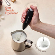 Powerful Handheld Milk Frother, Mini Milk Frother, Battery Operated (Not included) Stainless Steel Drink Mixer - Milk Frother Stand for Milk Coffee, Lattes, Cappuccino, Frappe, Matcha, Hot Chocolate Sunny Side Store