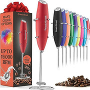 Powerful Handheld Milk Frother, Mini Milk Frother, Battery Operated (Not included) Stainless Steel Drink Mixer - Milk Frother Stand for Milk Coffee, Lattes, Cappuccino, Frappe, Matcha, Hot Chocolate Sunny Side Store