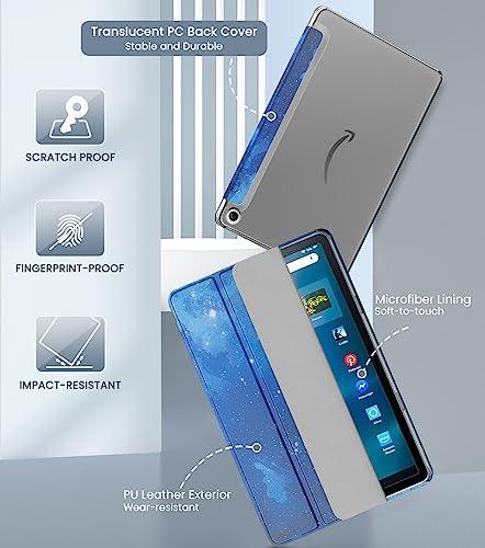 MoKo Case Fits Amazon Kindle Fire Max 11 Tablet (13th Gen, 2023 Release) 11" - Slim PU Leather Trifold Stand Cover for Kindle Fire 11 Tablet Colored Hard Back Shell with Auto Wake/Sleep, Navy Blue Sunny Side Store