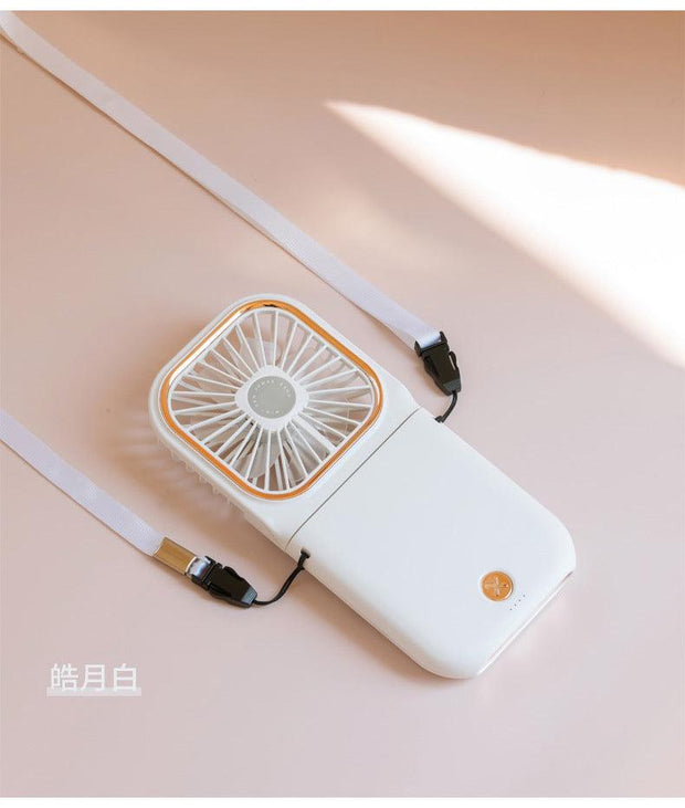 Creative small gift handheld folding hanging neck mini fan mobile phone bracket charging treasure fan mobile power supply Sunny Side Store