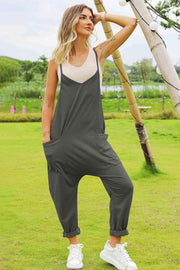 Double Take Full Size Sleeveless V-Neck Pocketed Jumpsuit - Sunny Side Store Trendsi  33.00