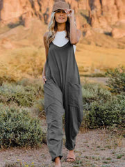 Double Take Full Size Sleeveless V-Neck Pocketed Jumpsuit - Sunny Side Store Trendsi  33.00