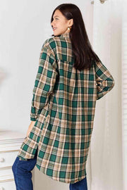 Double Take Plaid Collared Neck Long Sleeve Shirt - Sunny Side Store Trendsi  32.00