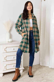 Double Take Plaid Collared Neck Long Sleeve Shirt - Sunny Side Store Trendsi  32.00