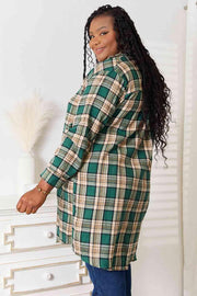 Double Take Plaid Collared Neck Long Sleeve Shirt - Sunny Side Store Trendsi  32.00