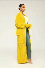 Drop Shoulder Maxi Sweater Cardigan - Sunny Side Store