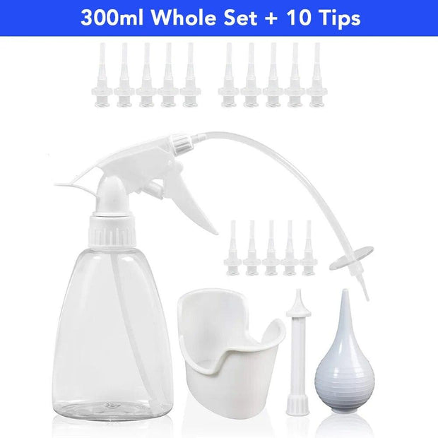 Ear Irrigation Washing Kit Ear Wax Cleaning Tool Ear Wax Removal Set Ear Cleaning With Squeeze Bulb/Syringe/Brush For Adults Kid - Sunny Side Store QIUGUO Official Store 300ml-set-10-tips-Italy 40.77