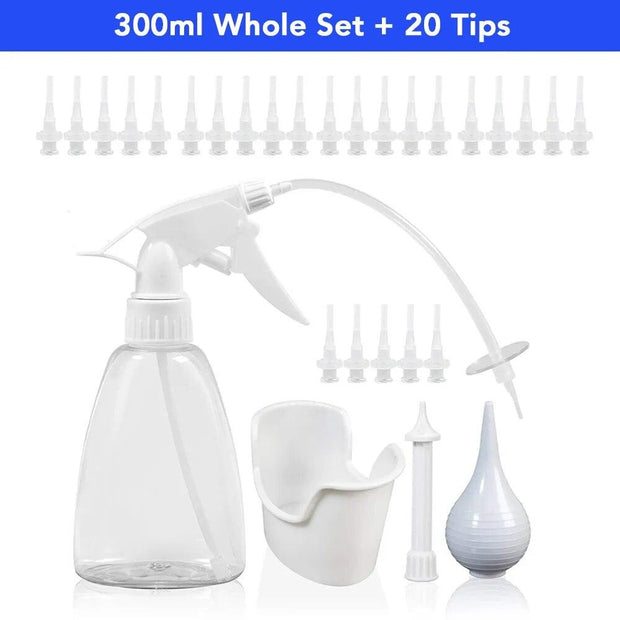 Ear Irrigation Washing Kit Ear Wax Cleaning Tool Ear Wax Removal Set Ear Cleaning With Squeeze Bulb/Syringe/Brush For Adults Kid - Sunny Side Store QIUGUO Official Store 300ml-set-20-tips-Italy 49.50