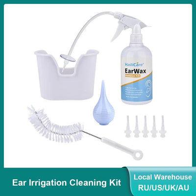 Ear Irrigation Washing Kit Ear Wax Cleaning Tool Ear Wax Removal Set Ear Cleaning With Squeeze Bulb/Syringe/Brush For Adults Kid - Sunny Side Store QIUGUO Official Store  34.95