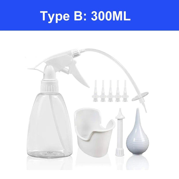 Ear Irrigation Washing Kit Ear Wax Cleaning Tool Ear Wax Removal Set Ear Cleaning With Squeeze Bulb/Syringe/Brush For Adults Kid - Sunny Side Store QIUGUO Official Store Type-B-300ml-set-Italy 37.86