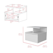 Floating Nightstand Flopini, One Drawer, White Finish