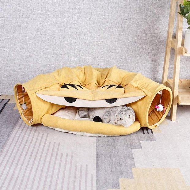 Foldable Cat Bed House Interactive Cat Tunnel Toy Drill Pipe Channel Shell Tube Kitten Cave With Balls Cushion Cats Accessories - Sunny Side Store Sunny Side Store  102.25