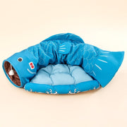 Foldable Cat Bed House Interactive Cat Tunnel Toy Drill Pipe Channel Shell Tube Kitten Cave With Balls Cushion Cats Accessories - Sunny Side Store Sunny Side Store blue-United-States 102.25