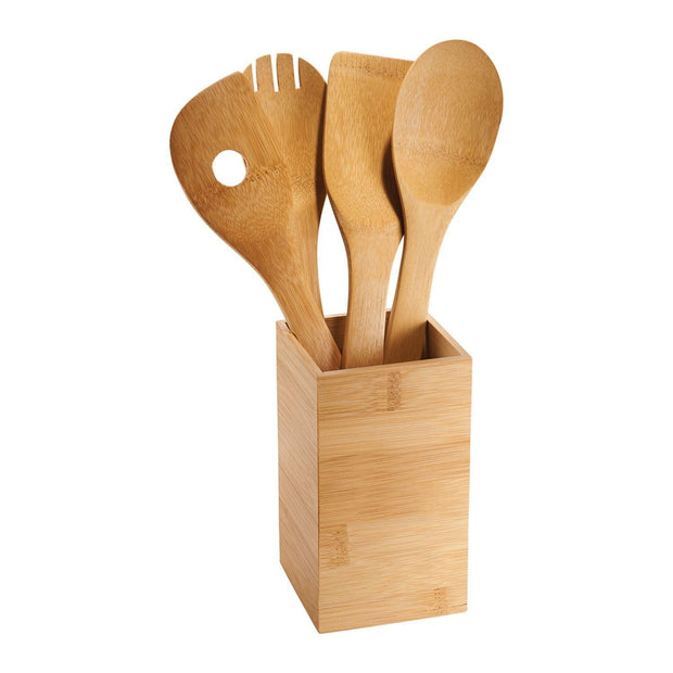 FSC Bamboo Canister 4-Piece Kitchen Tool Set sunny side store