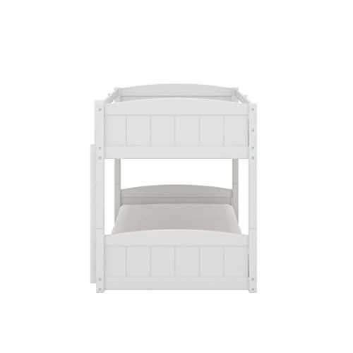 Hillsdale Alexis Contemporary Wood Arch Twin Over Twin Floor Bunk Bed with Slats, White Sunny Side Store