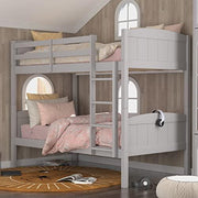 Hillsdale Alexis Contemporary Wood Arch Twin Over Twin Floor Bunk Bed with Slats, White Sunny Side Store