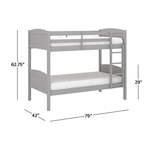 Hillsdale Alexis Contemporary Wood Arch Twin Over Twin Floor Bunk Bed with Slats, White Sunny Side Store