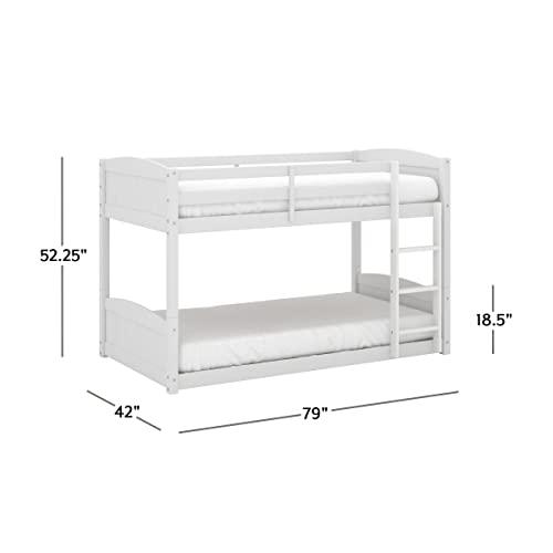 Hillsdale Alexis Contemporary Wood Arch Twin Over Twin Floor Bunk Bed with Slats, White Sunny Side Store