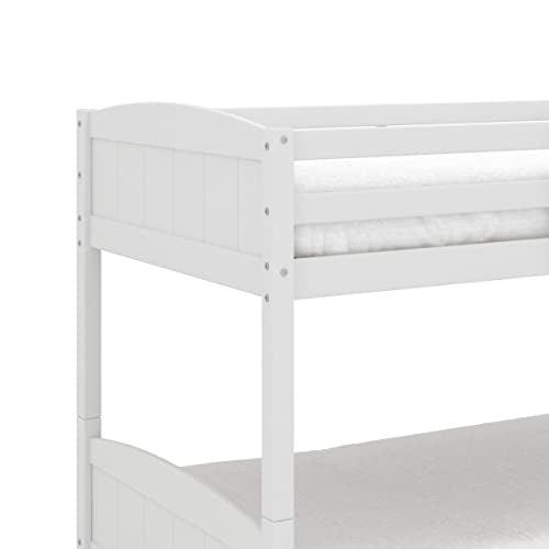 Hillsdale Alexis Contemporary Wood Arch Twin Over Twin Floor Bunk Bed with Slats, White Sunny Side Store