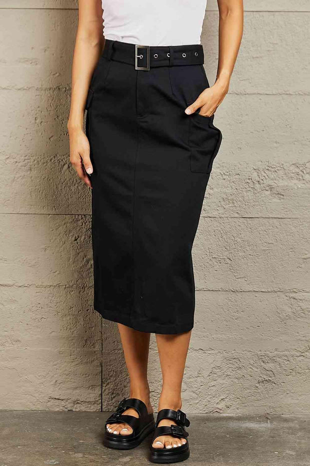 HYFVE Professional Poise Buckled Midi Skirt Trendsi