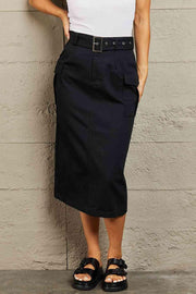 HYFVE Professional Poise Buckled Midi Skirt Trendsi