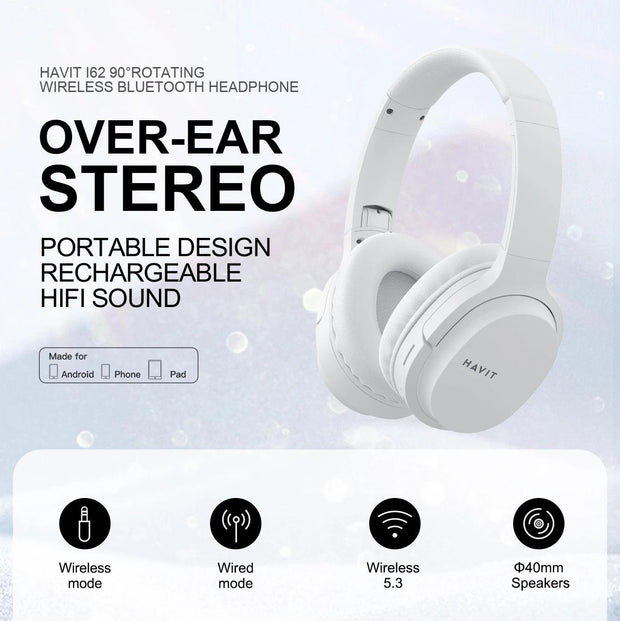 I62 BT Auriculares Inalambricos Foldable Studio Over-Ear Casque Headband Wireless Headphones Headset with Mic