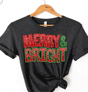 Merry and Bright Faux Sequin Unisex T-shirt - Sunny Side Store The Print Bar Apparel  17.00