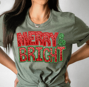 Merry and Bright Faux Sequin Unisex T-shirt - Sunny Side Store The Print Bar Apparel  17.00