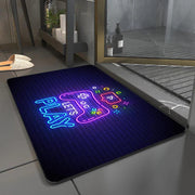 Neon Graphic Print Gamer Floor Mat Medium & Large Game Area Rugs by NS