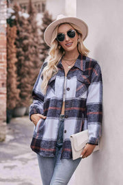 Plaid Long Sleeve Shirt Jacket with Pockets - Sunny Side Store Trendsi Black-2XL 46.00