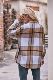 Plaid Long Sleeve Shirt Jacket with Pockets - Sunny Side Store Trendsi  46.00