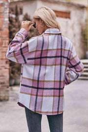 Plaid Long Sleeve Shirt Jacket with Pockets - Sunny Side Store Trendsi  46.00