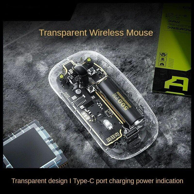 Rechargeable Transparent Silent Wireless Mouse Portable 500mAh - Sunny Side Store