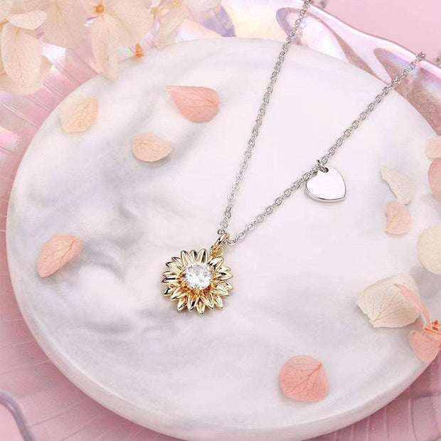 Rotatable Sunshine Sunflower Pendant Necklace Sunny Side Store