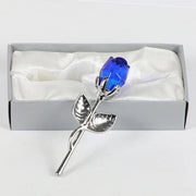 Valentines Day Gift Crystal Glass Rose Artificial Flower Silver Gold Rod Rose - Sunny Side Store