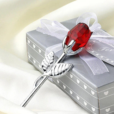 Valentines Day Gift Crystal Glass Rose Artificial Flower Silver Gold Rod Rose - Sunny Side Store