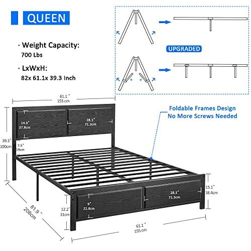 VECELO Twin Size Platform Bed Frame with Black Wood Headboard, Mattress Foundation, Strong Metal Slats Support, No Box Spring Needed Sunny Side Store