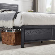 VECELO Twin Size Platform Bed Frame with Black Wood Headboard, Mattress Foundation, Strong Metal Slats Support, No Box Spring Needed Sunny Side Store