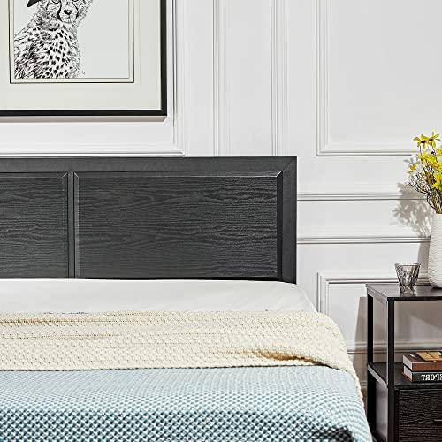 VECELO Twin Size Platform Bed Frame with Black Wood Headboard, Mattress Foundation, Strong Metal Slats Support, No Box Spring Needed Sunny Side Store