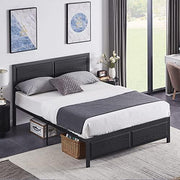 VECELO Twin Size Platform Bed Frame with Black Wood Headboard, Mattress Foundation, Strong Metal Slats Support, No Box Spring Needed Sunny Side Store