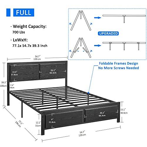 VECELO Twin Size Platform Bed Frame with Black Wood Headboard, Mattress Foundation, Strong Metal Slats Support, No Box Spring Needed Sunny Side Store