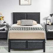 VECELO Twin Size Platform Bed Frame with Black Wood Headboard, Mattress Foundation, Strong Metal Slats Support, No Box Spring Needed Sunny Side Store