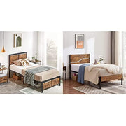 VECELO Twin Size Platform Bed Frame with Black Wood Headboard, Mattress Foundation, Strong Metal Slats Support, No Box Spring Needed Sunny Side Store