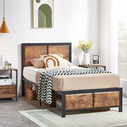 VECELO Twin Size Platform Bed Frame with Black Wood Headboard, Mattress Foundation, Strong Metal Slats Support, No Box Spring Needed Sunny Side Store