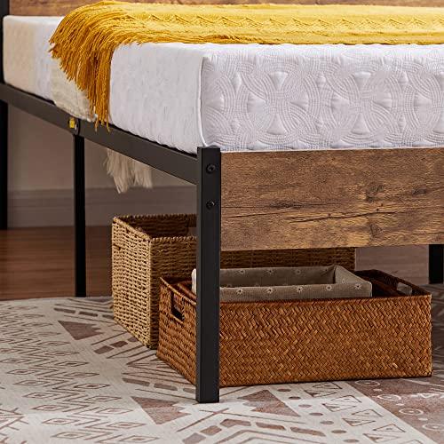 VECELO Twin Size Platform Bed Frame with Black Wood Headboard, Mattress Foundation, Strong Metal Slats Support, No Box Spring Needed Sunny Side Store