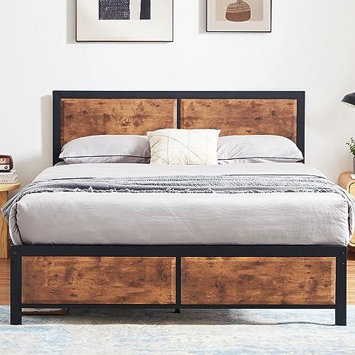 VECELO Twin Size Platform Bed Frame with Black Wood Headboard, Mattress Foundation, Strong Metal Slats Support, No Box Spring Needed Sunny Side Store