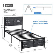 VECELO Twin Size Platform Bed Frame with Black Wood Headboard, Mattress Foundation, Strong Metal Slats Support, No Box Spring Needed Sunny Side Store