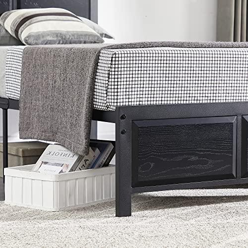 VECELO Twin Size Platform Bed Frame with Black Wood Headboard, Mattress Foundation, Strong Metal Slats Support, No Box Spring Needed Sunny Side Store